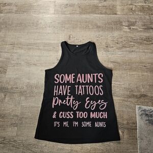 Black Tank Top with Pink Graphic Text